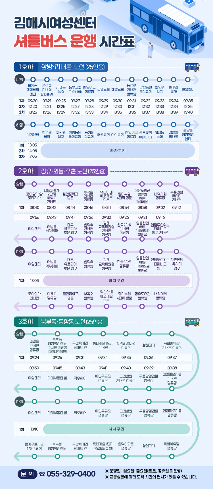김해시 여성센터 셔틀버스 운행 시간표